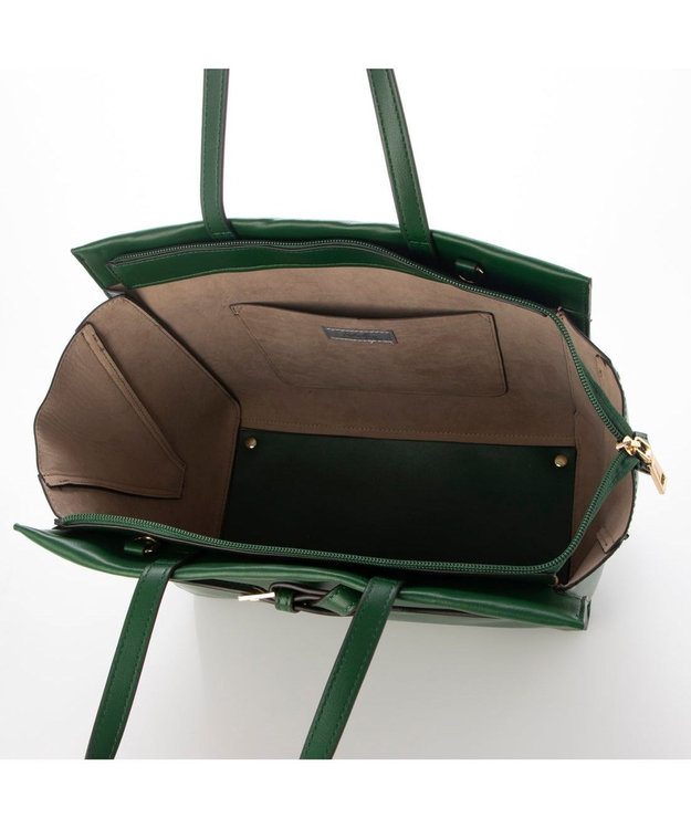 UNBILLION カシュカシュ cachecache / ベルトディテールサイドジップA4トート グリーン