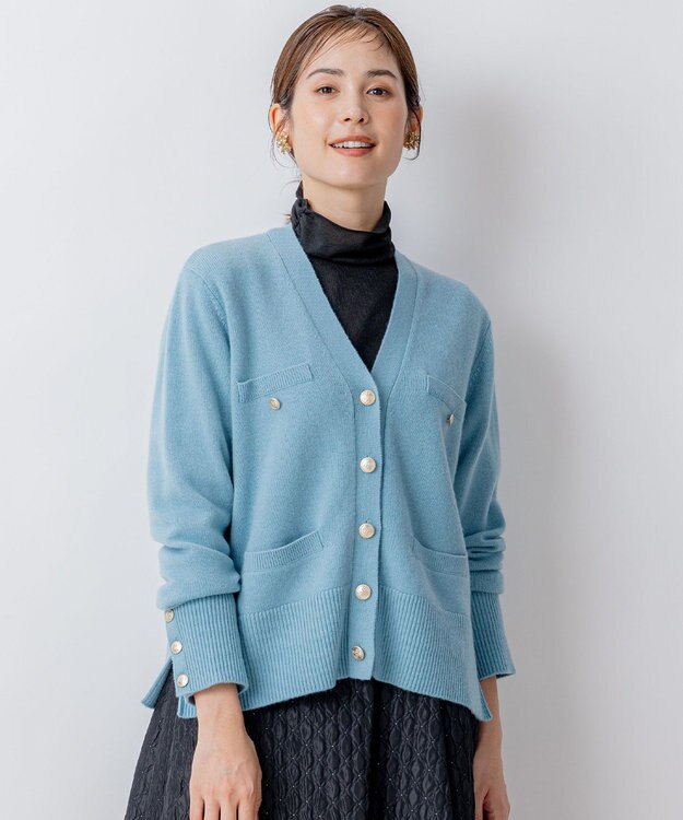 組曲 【WEB限定】ウールカシミヤミックス カーディガン パウダーブルー