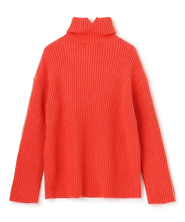BEIGE， 【洗える】BERTAINA /  配色リンキングタートルネックニット Red Orange×Milk Tea