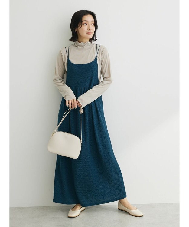 Green Parks 表面カット細ひもキャミワンピース Navy