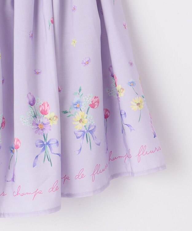 ANY KIDS フラワー ブーケ プリント スカパン ラベンダー系