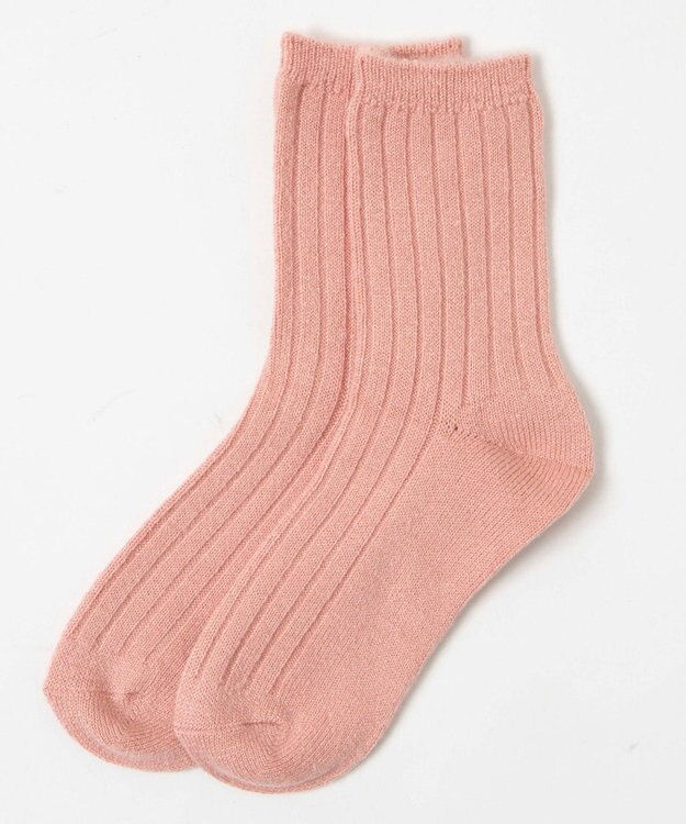 WEGO 【あったか】ぽかぽか裏起毛リブソックス ライトピンク