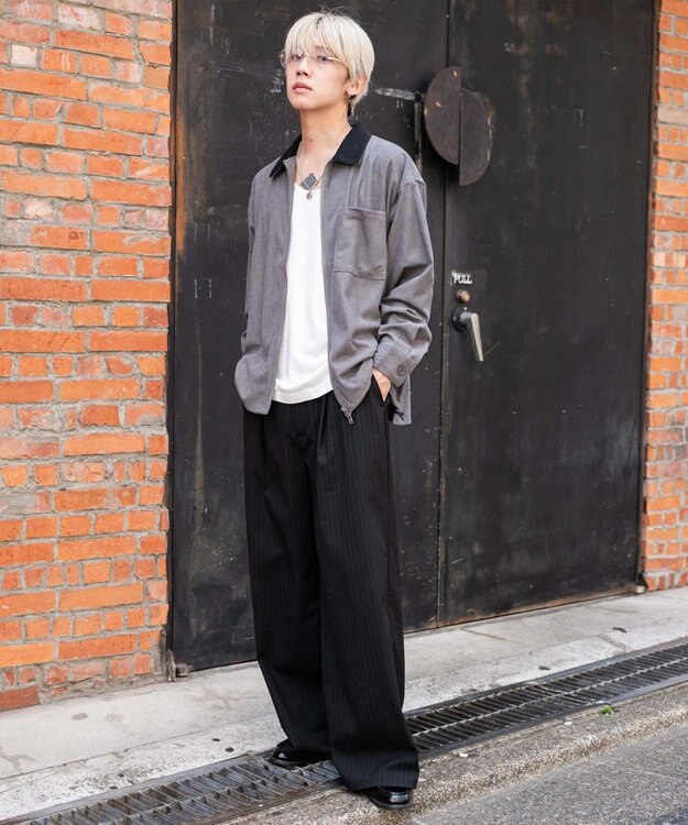 WEGO 【ユニセックス着用ITEM/MLサイズ展開】コーデュロイシャツジャケット ブラック中濃色