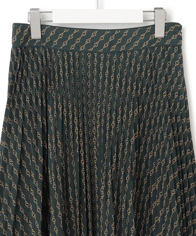 23区 【洗える】Ratti チェーンモチーフ プリーツスカート ダークグリーンプリント