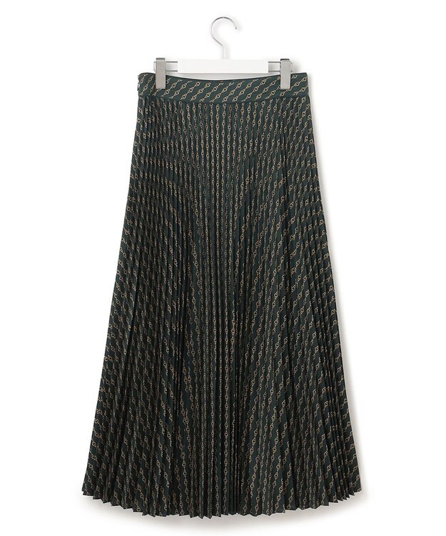 23区 【洗える】Ratti チェーンモチーフ プリーツスカート ダークグリーンプリント