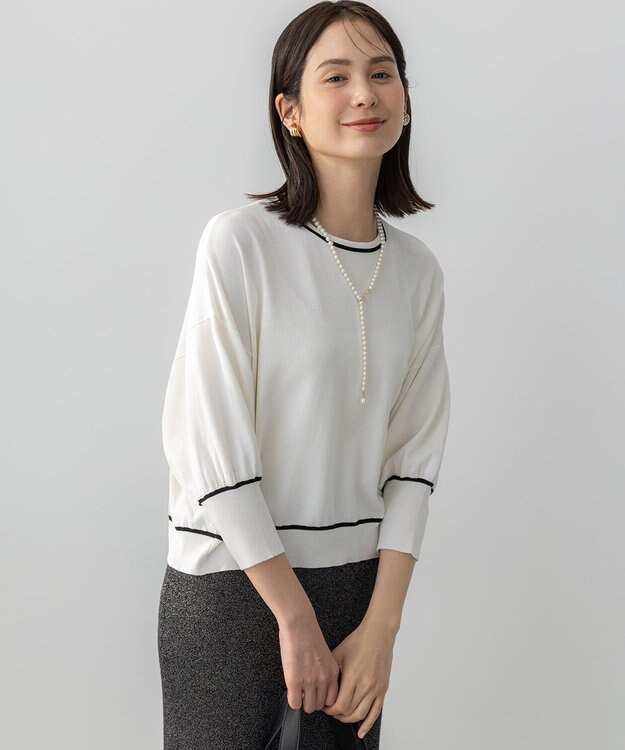 組曲 ドルマンスリーブ7分袖 ニットＴ アイボリー系