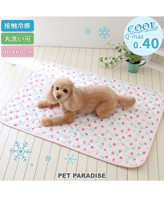 PET PARADISE ペットパラダイス クール マット 《いちご＆お花柄》 90×60㎝ いちご＆お花柄