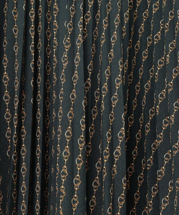 23区 【洗える】Ratti チェーンモチーフ プリーツスカート ダークグリーンプリント