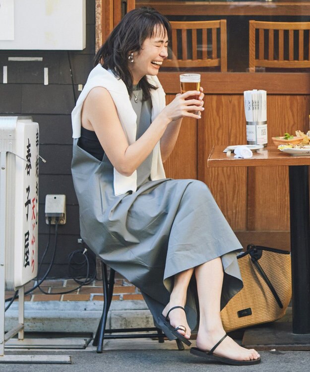 NAVE 【Nave・洗える/撥水加工/ストレッチ素材】ライトタフタ  キャミドレス サックスブルー系