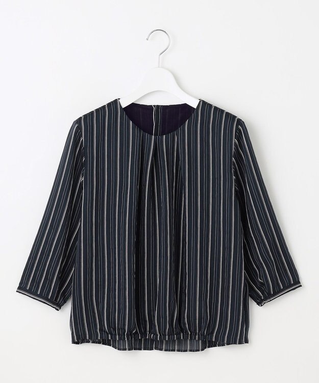J.PRESS LADIES 【洗える】ランダムストライプ シアー プルオーバー カットソー ネイビーストライプ系