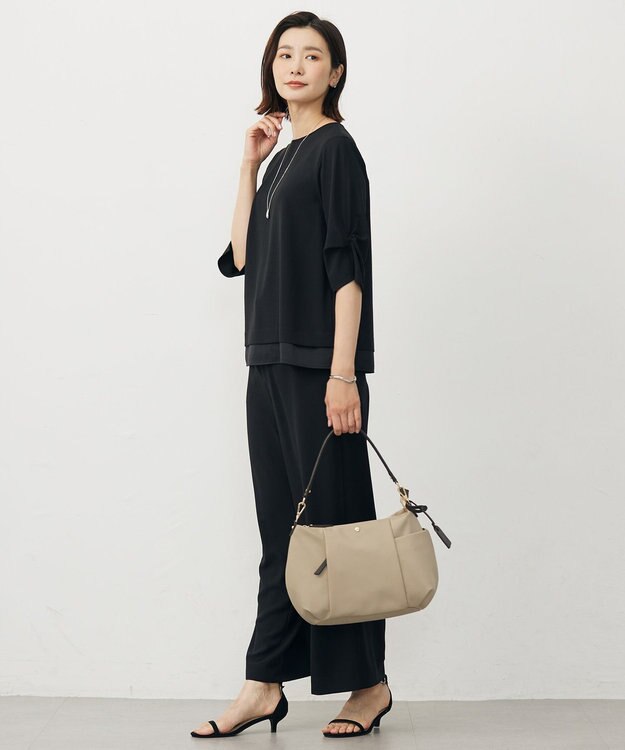 J.PRESS LADIES 【洗える・吸水速乾・接触冷感・セットアップ対応】Light ジョーゼット ブラウス ブラック系