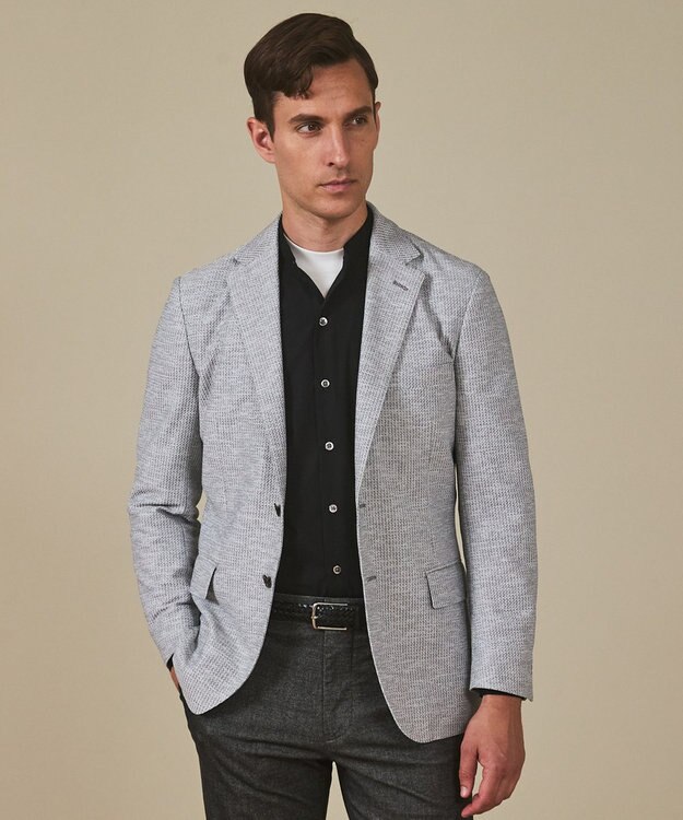 GOTAIRIKU カーディガンジャケット秋冬版【洗える/シワになりにくい/ストレッチ】リンクス BIZ ジャケット ライトグレー系8