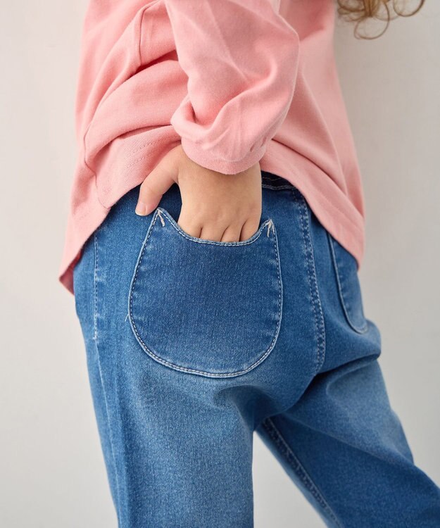 ANY KIDS 【洗濯機可能】ときめきストレッチ ネコパンツ インディゴ