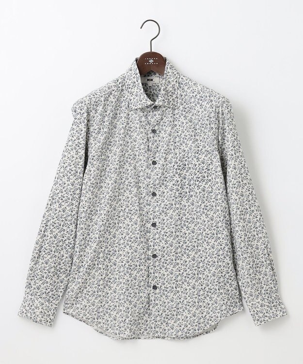 JOSEPH ABBOUD 【ソフトな着心地/I単品羽織にも】 コーデュロイフラワープリント シャツ ネイビー系5