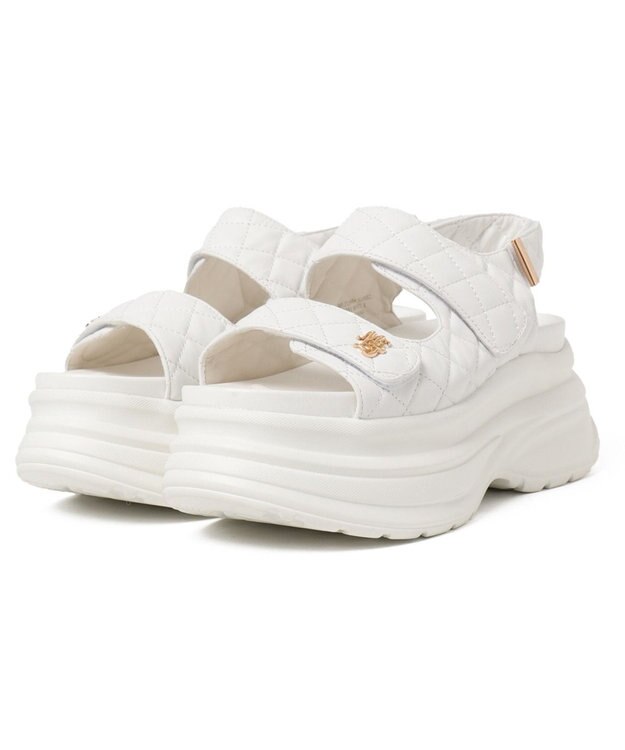 WEGO 【MLサイズ展開】厚底キルティングサンダル ホワイト