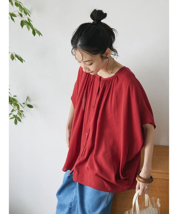 CRAFT STANDARD BOUTIQUE ウ゛ィンテージボイル２ＷＡＹタックブラウス Red