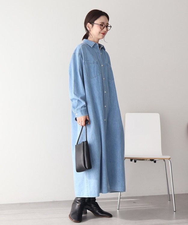 AMERICAN HOLIC 【先行予約】デニムシャツワンピース Light Indigo