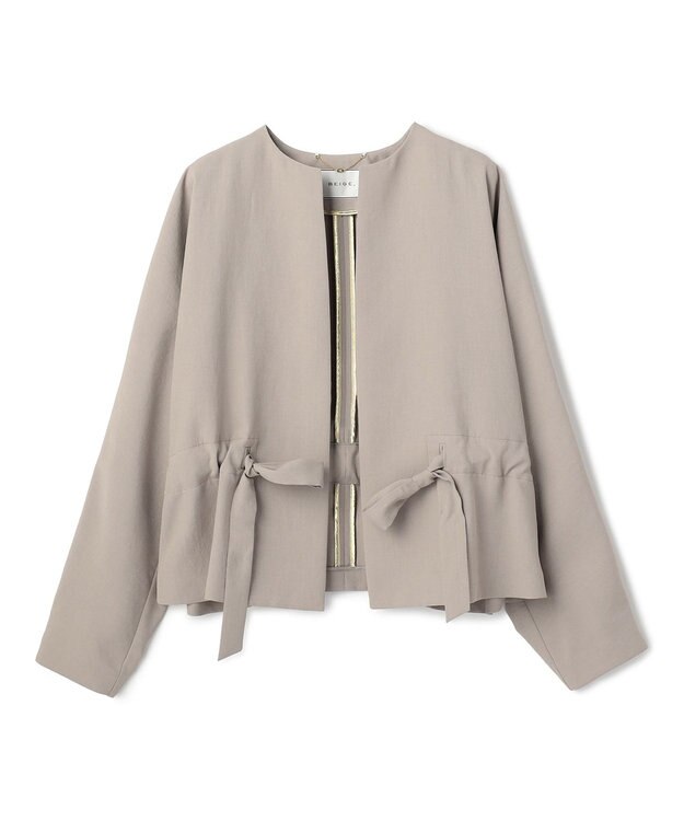 BEIGE， PORDIC / ドロスト付きノーカラージャケット Taupe