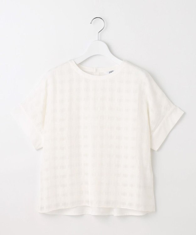 J.PRESS LADIES S 【洗える】チェックコンビジャージー カットソー ホワイト系