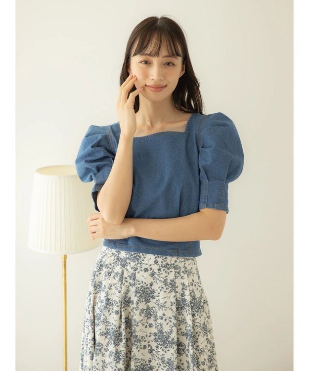 earth music&ecology パワショルスクエアネックプルオーバー Indigo