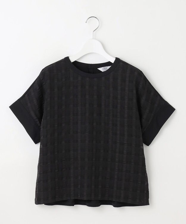 J.PRESS LADIES S 【洗える】チェックコンビジャージー カットソー ブラック系