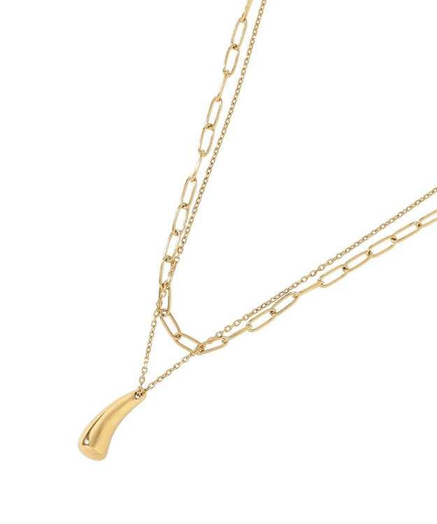 AMERICAN HOLIC 【ステンレス】ドロップトップ２連ネックレス Gold