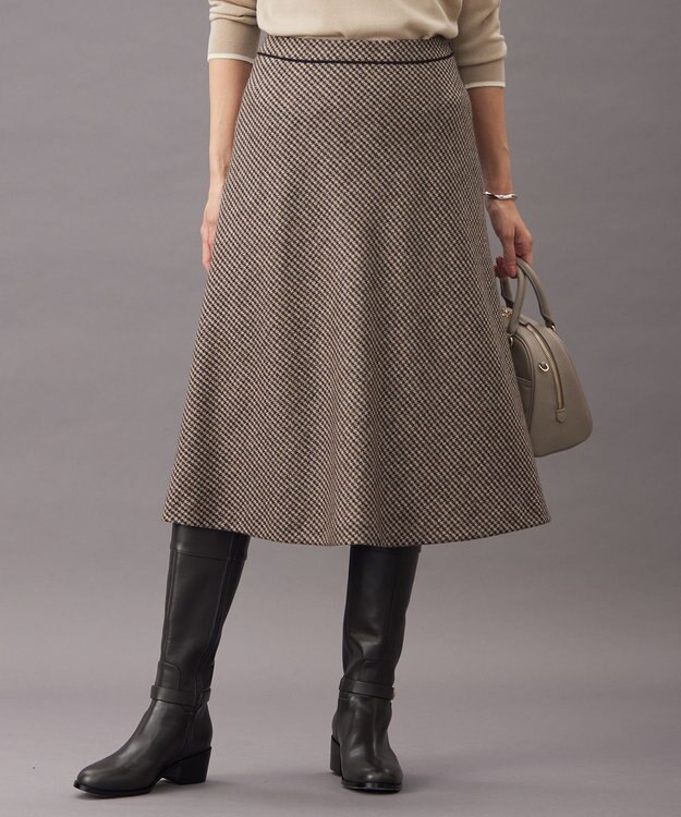 J.PRESS LADIES S T/W 千鳥 ツイード フレアー スカート ブラウン系3