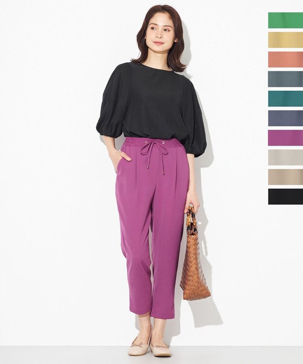 ANY 【接触冷感・UVケア】イージーケア美脚 パンツ パープル