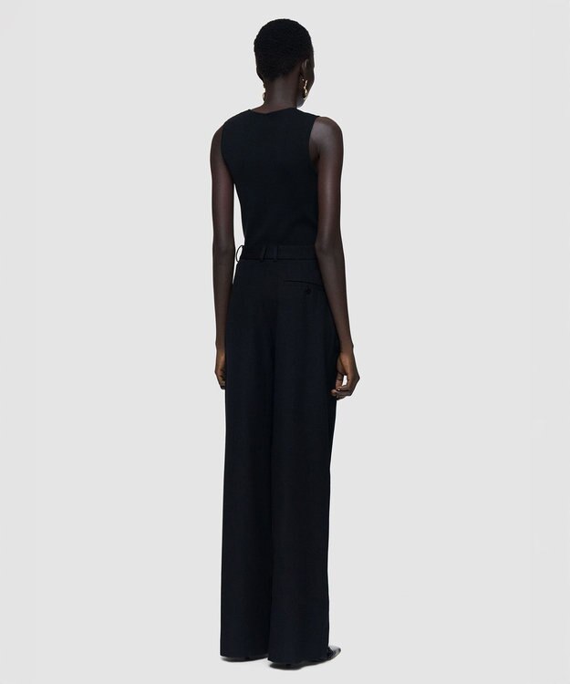 JOSEPH ギャバジンストレッチ ワイドレッグトラウザーズ YUKIO Black