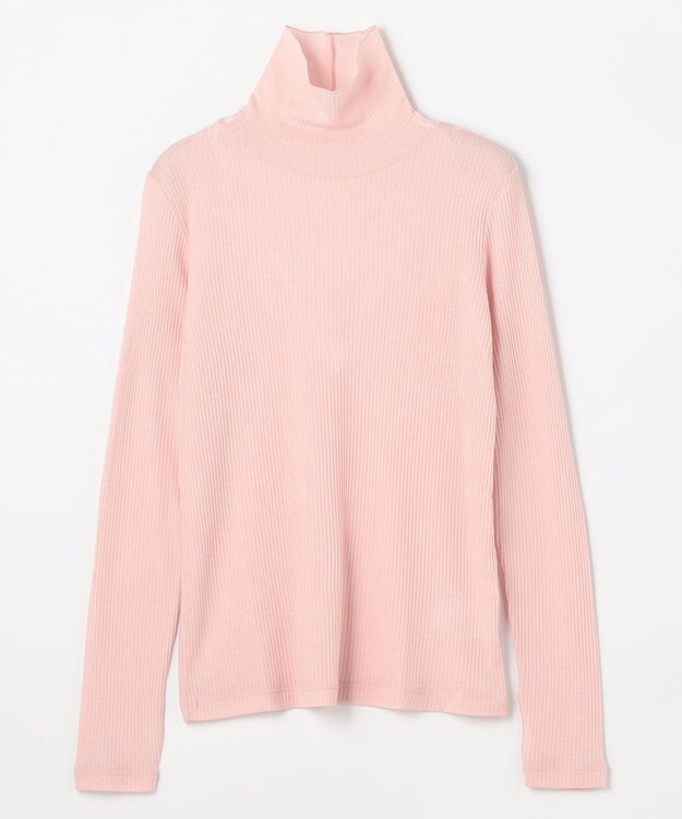 ANY L ウール混リブタートルネックカットソー ピンク