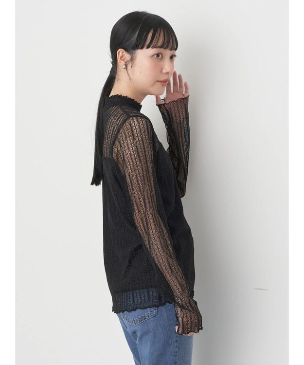 earth music&ecology レースドッキングプルオーバー Black