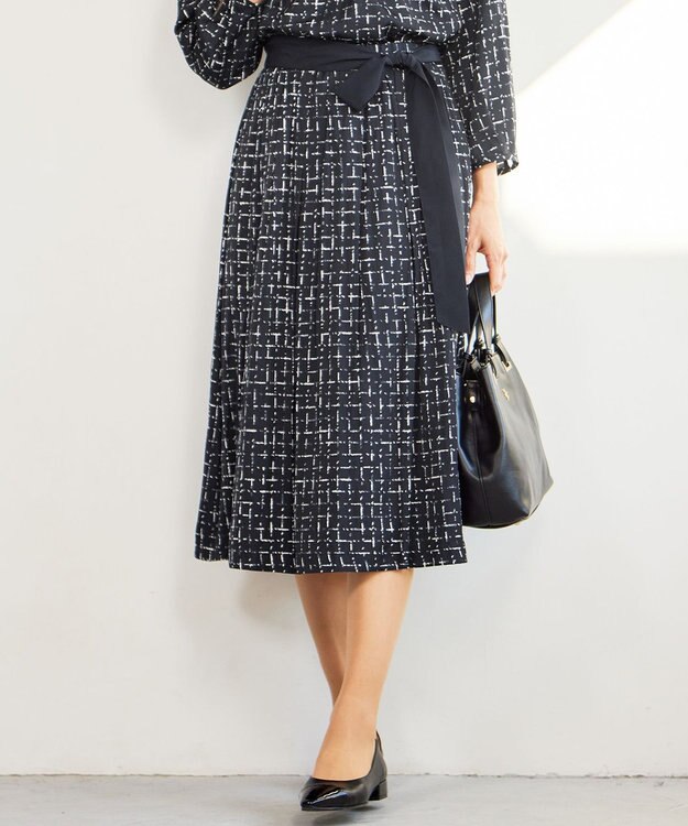 自由区 【セットアップ対応・ウエストゴム】スクラッチチェックプリント スカート ネイビー系5