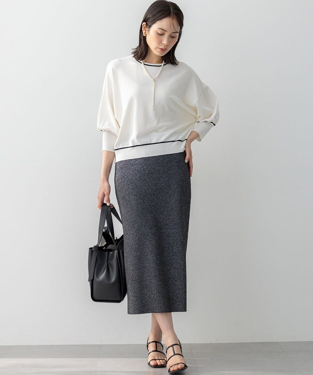 組曲 ドルマンスリーブ7分袖 ニットＴ アイボリー系