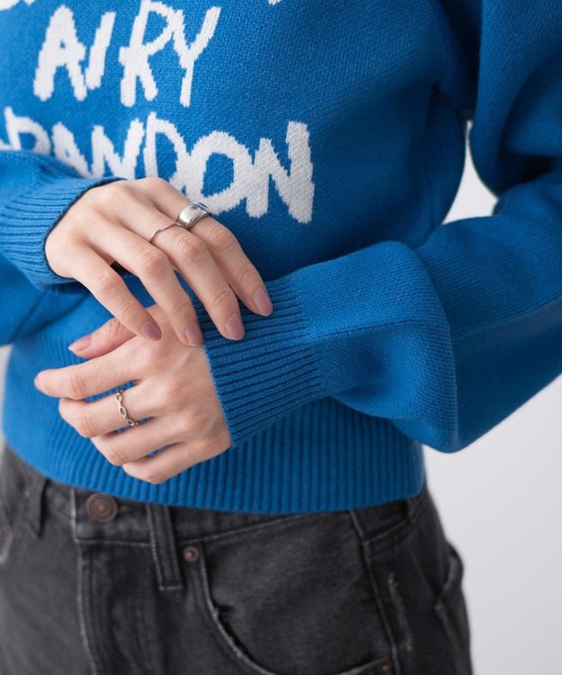 WEGO ジャガードショートニットプルオーバー ブルー