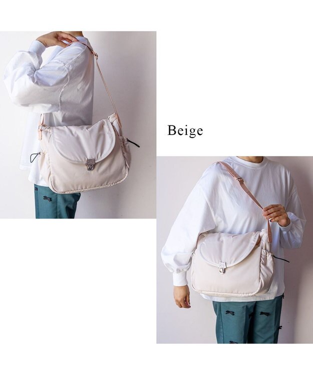 tsumori chisato CARRY ネコメタル ショルダーバッグ ベージュ