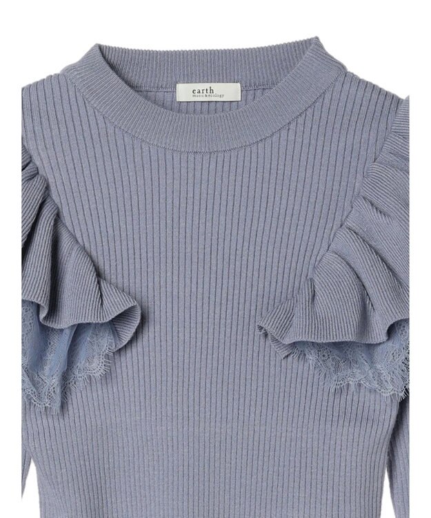 earth music&ecology ショルダーチュールレースプルオーバー Blue