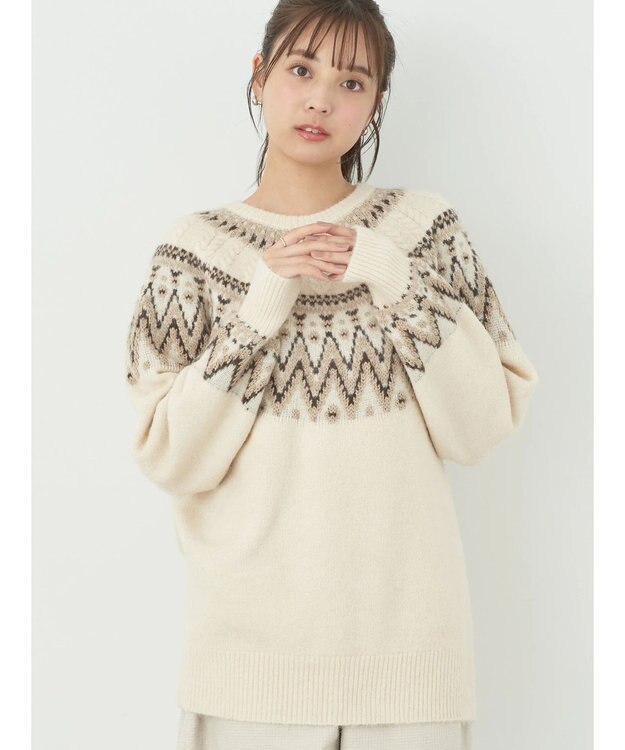 earth music&ecology オーロララメノルディックチュニック Ivory