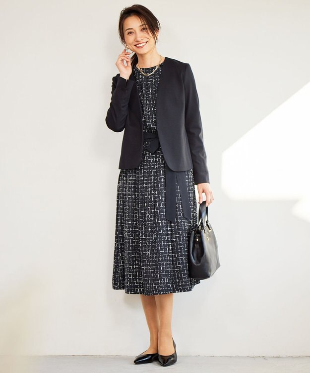 自由区 【セットアップ対応・ウエストゴム】スクラッチチェックプリント スカート ネイビー系5