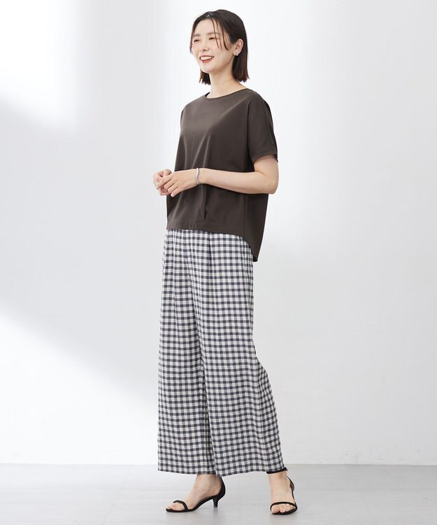 J.PRESS LADIES L 【WEB限定カラーあり・洗える】コットンスムース フレンチスリーブ カットソー 【WEB限定カラー】ダークブラウン系