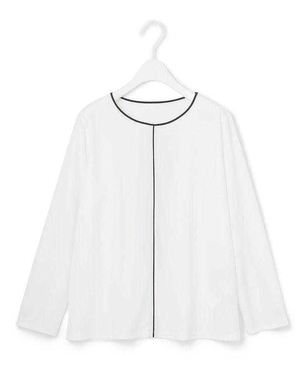 ICB L 【洗える】ジョーゼットジャージー プルオーバー オフホワイト系