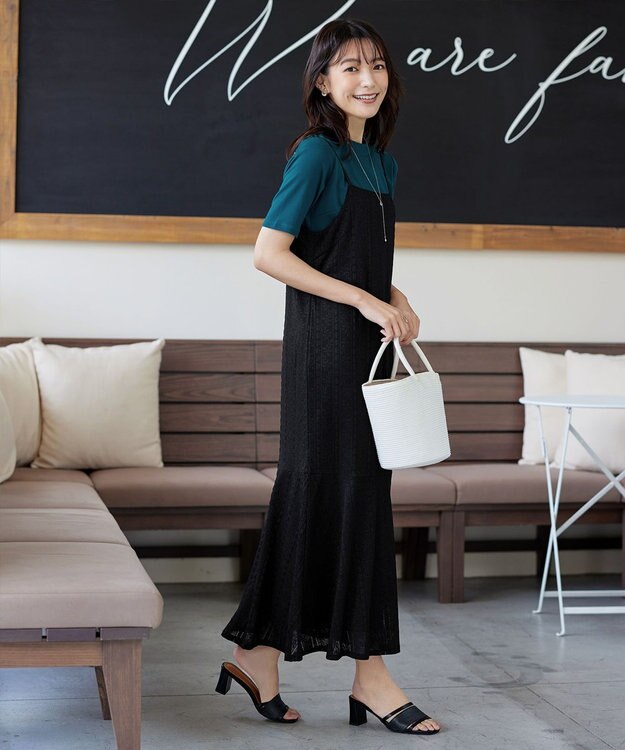 Tiaclasse L 【小倉優子さん着用・洗える・接触冷感・汗ジミ防止】“サマさまカットソー”ハーフスリーブベーシックトップス ターコイズ