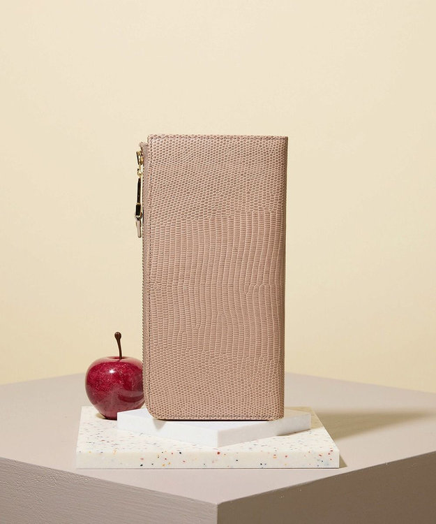 TOPKAPI 【TOPKAPI】イタリアンレザー リザード型押し Lファスナー長財布マチ付き LUCIA ルチア グレージュ