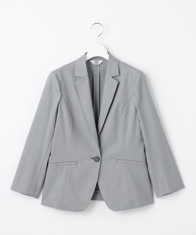 J.PRESS LADIES 【セットアップ対応・洗える・撥水・防汚】コットンFITTYシャーク テーラード ジャケット ライトグレー系