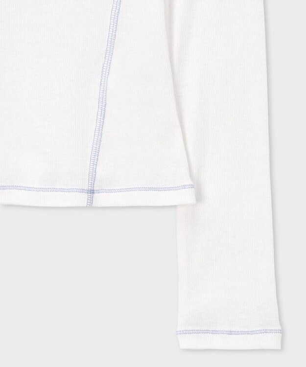 Paul Smith コントラストステッチ リブ 長袖カットソー ホワイト