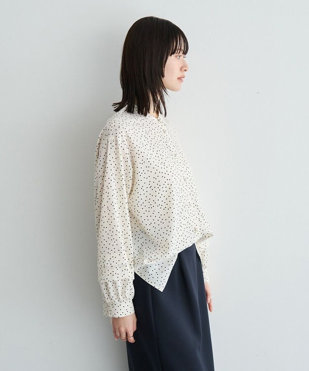 YECCA VECCA 2way裾アレンジパール釦ブラウス Dot
