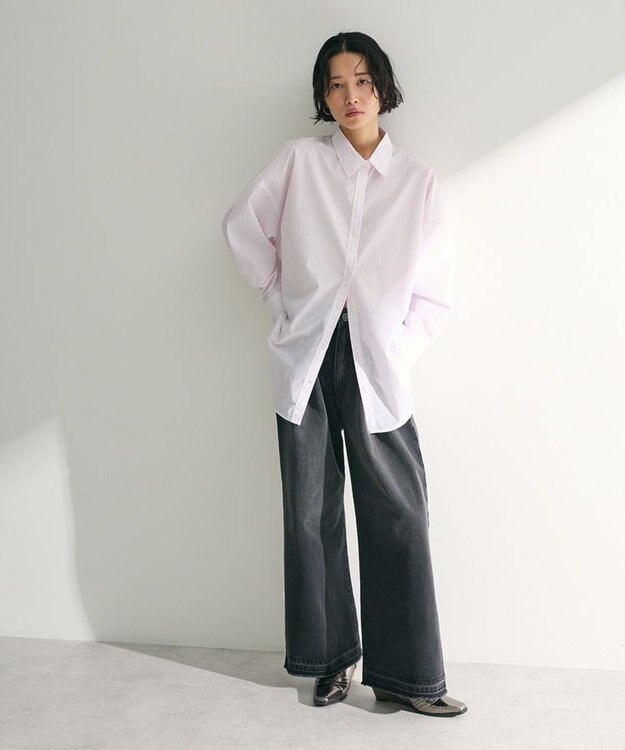 Green Parks イージーケアストライプシャツ Pink