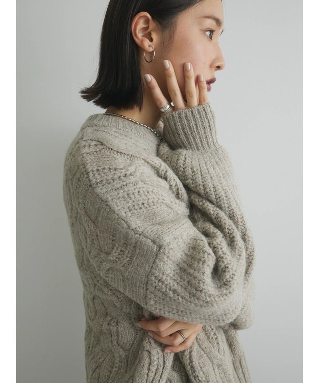 Green Parks armonia. ケーブルニットプルオーバー Beige