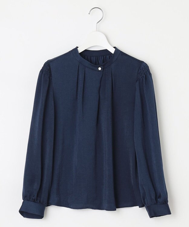 Feroux サテン ブラウス ネイビー系