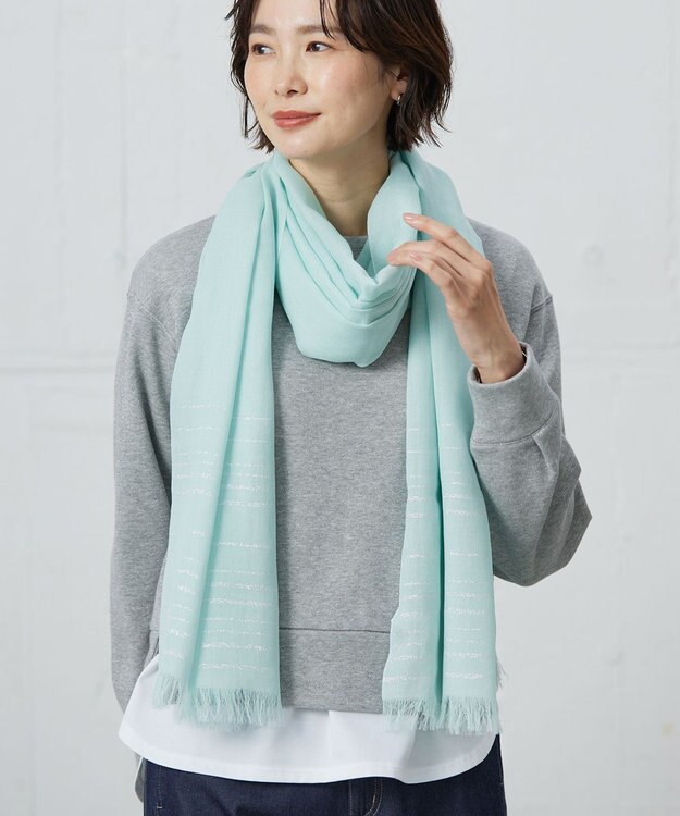 J.PRESS LADIES rame ソリッドストール ライトグリーン系