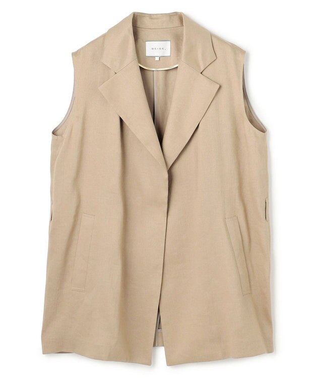 BEIGE， MICA /  リネンブレンドベルト付きジレ  L.Taupe